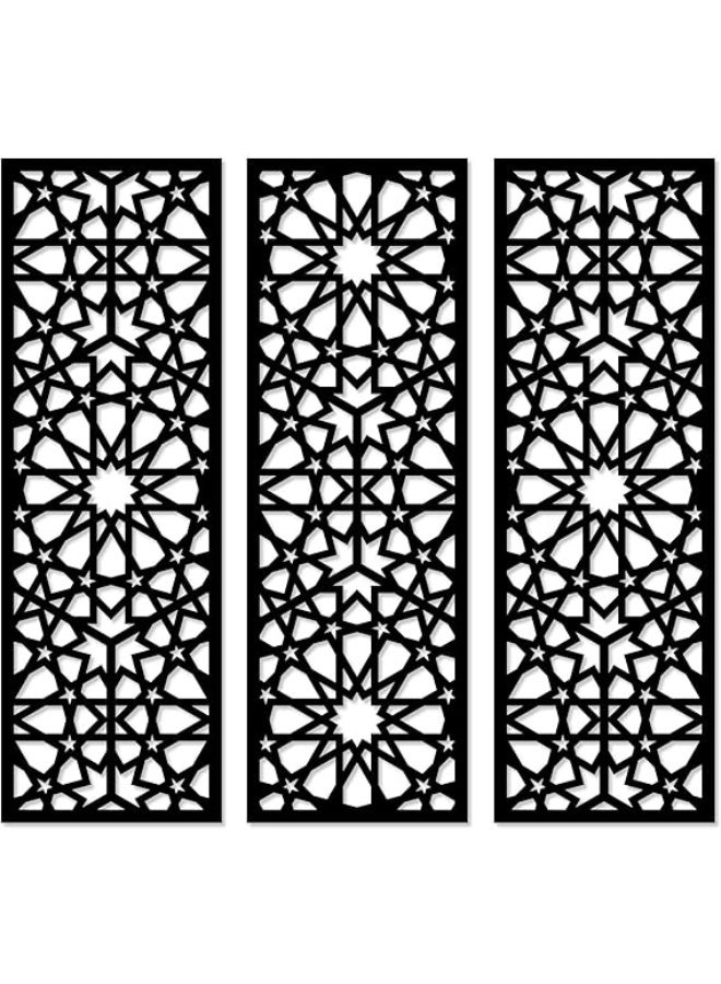 تابلوه حائط من الخشب بنمط ارابيسك من هوم جاليري، 3 لوحات مقاس 80×80 سم - Image 4